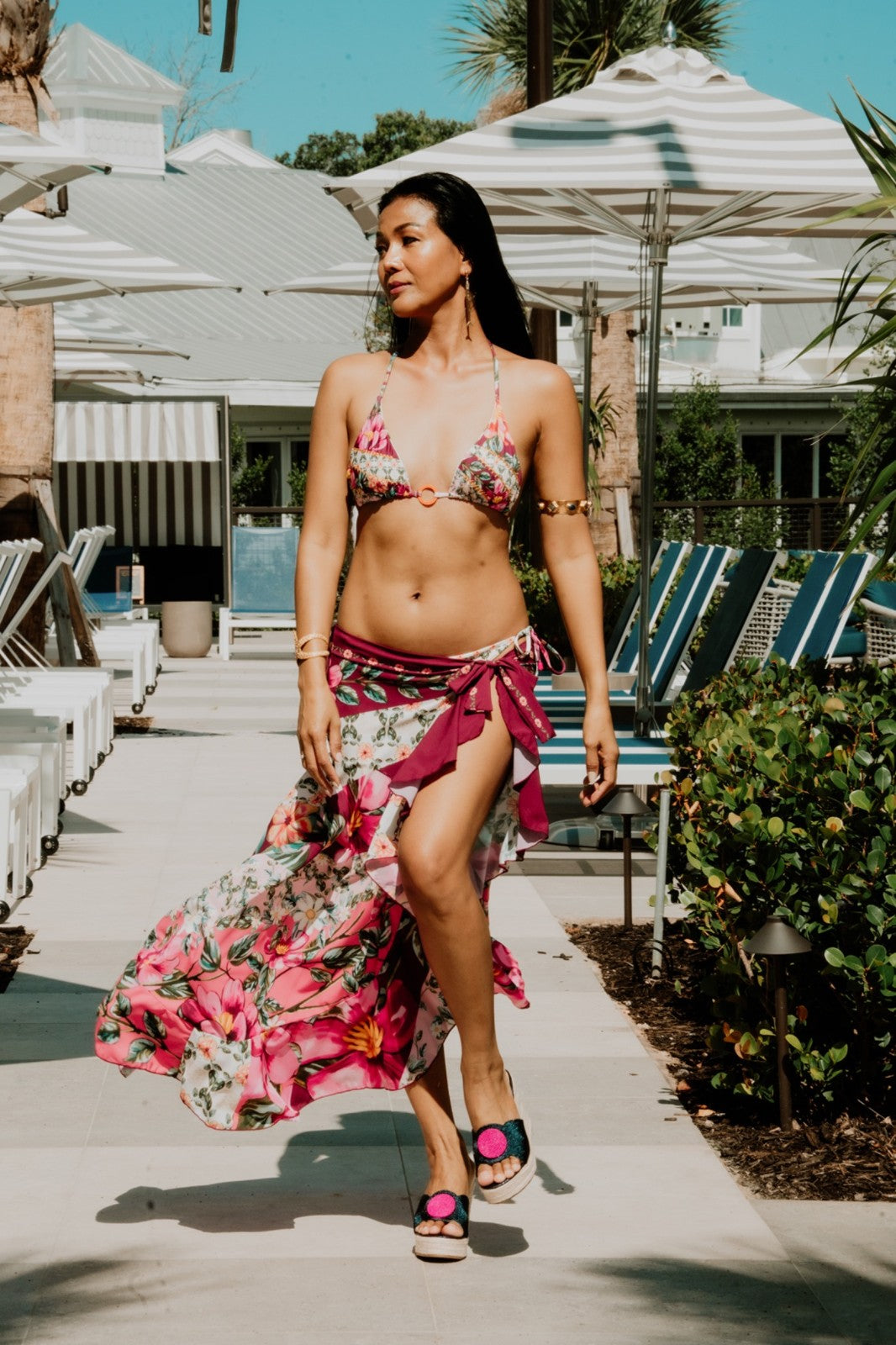 Floral Pareo Wrap Skirt