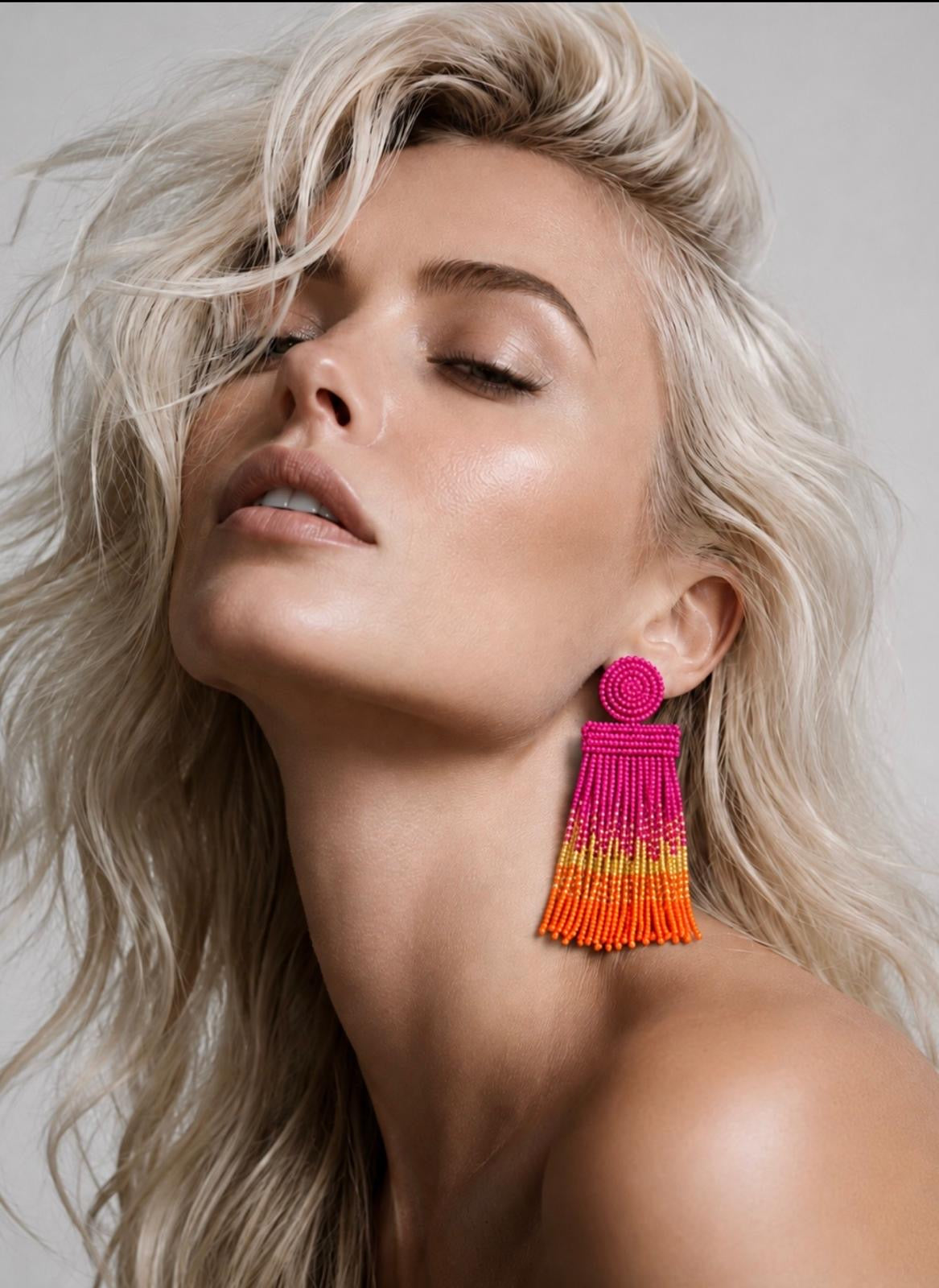 The Mariposa Beaded Tassel Earrings