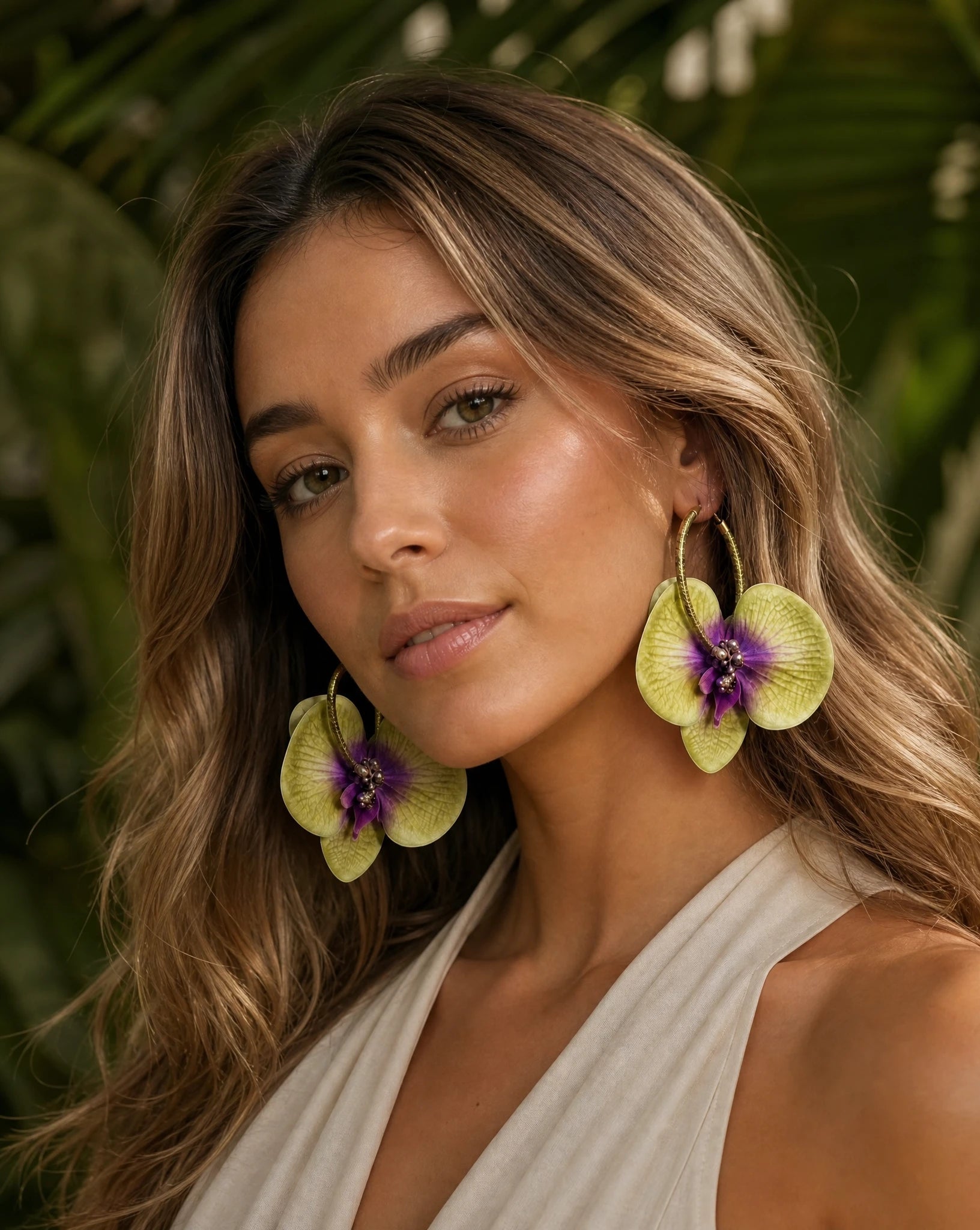 Lima Orchid Hoop Earrings