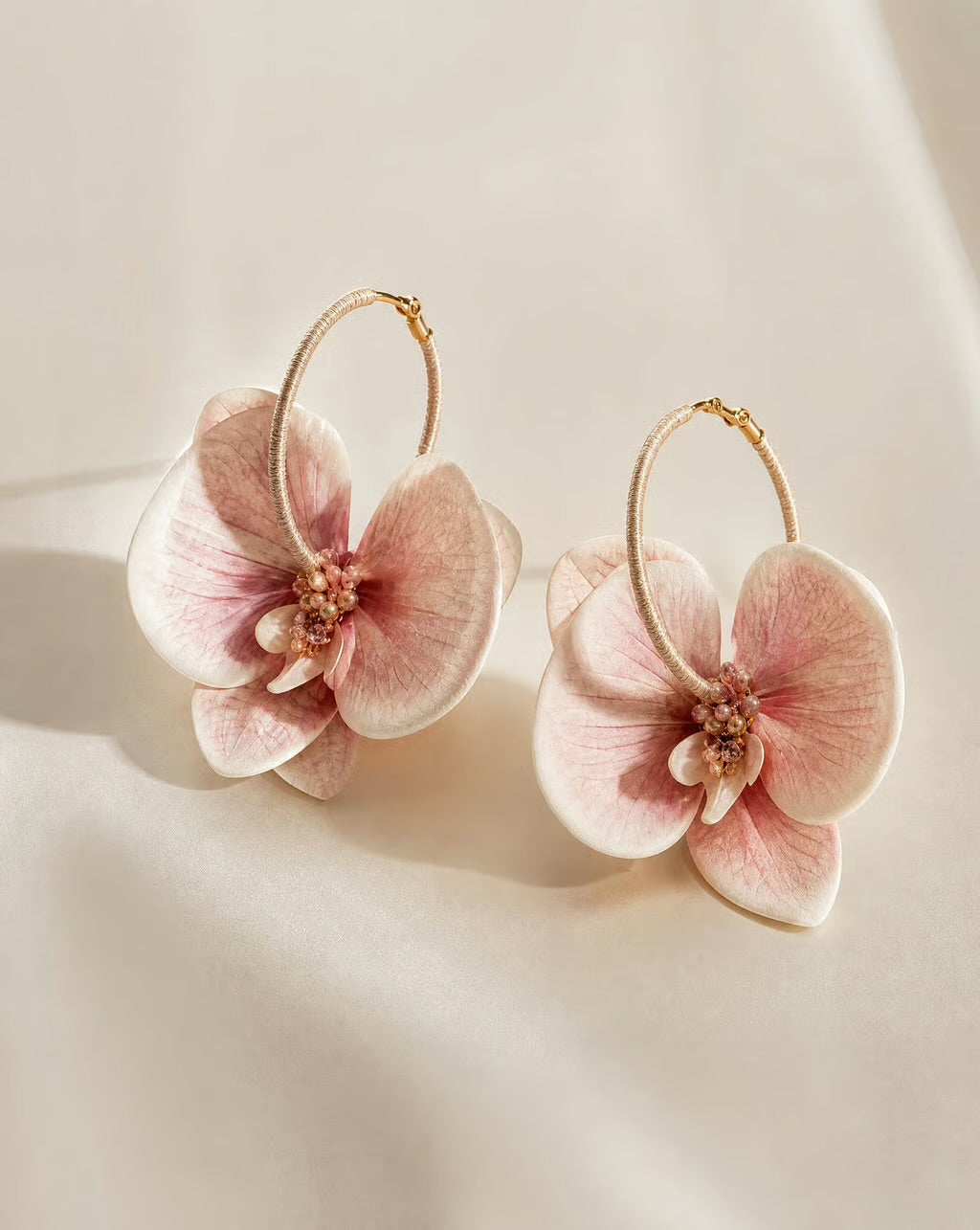 Rosé Orchid Hoop Earrings