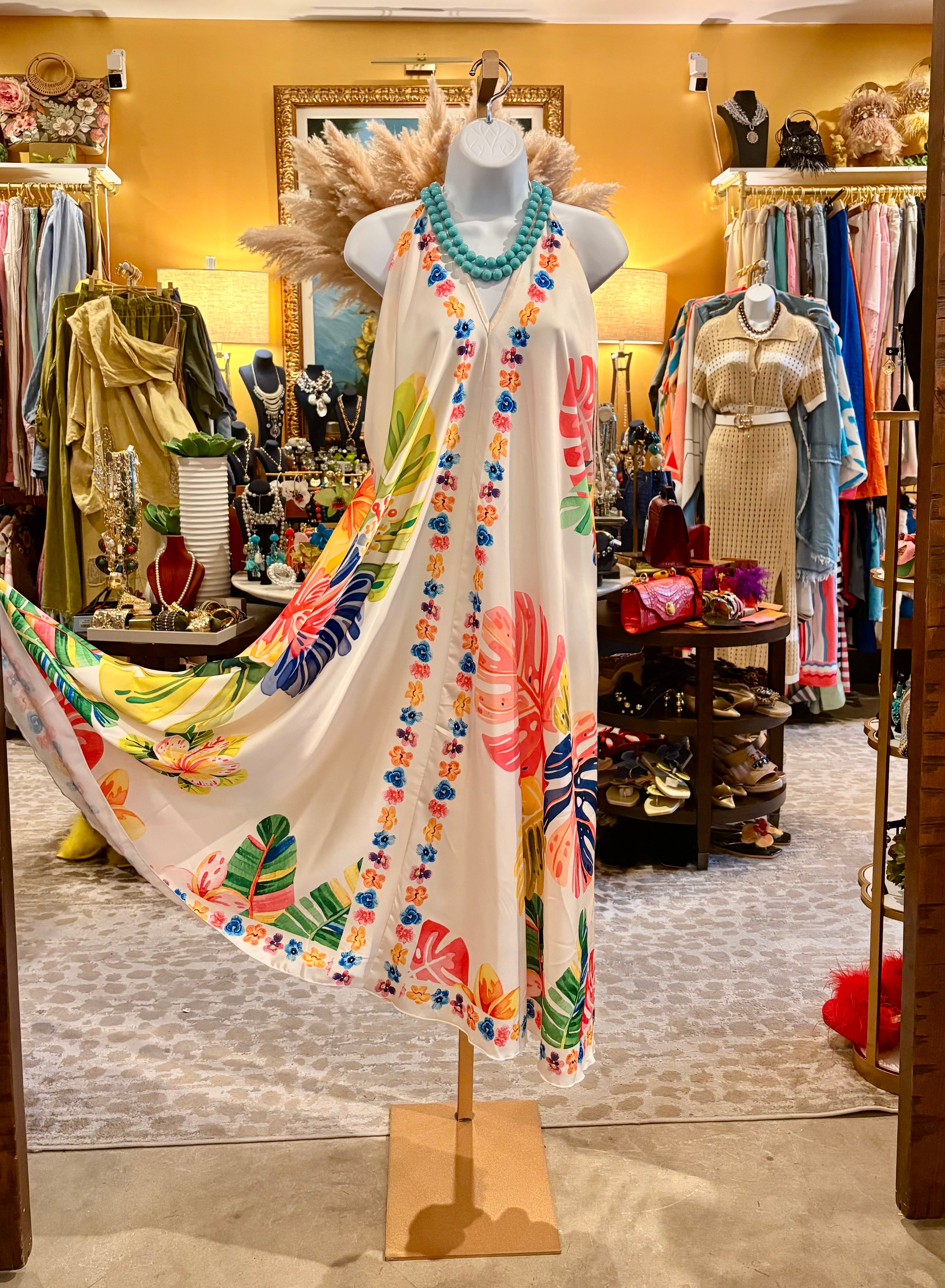 Printed Halter Maxi Dress
