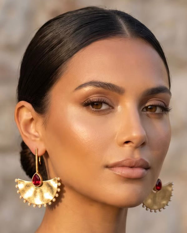 Cartagena Ruby Fan Earrings