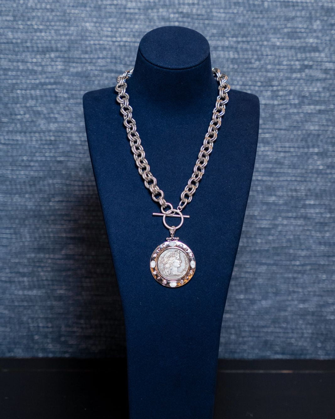 Silver Coin Medallion Necklace