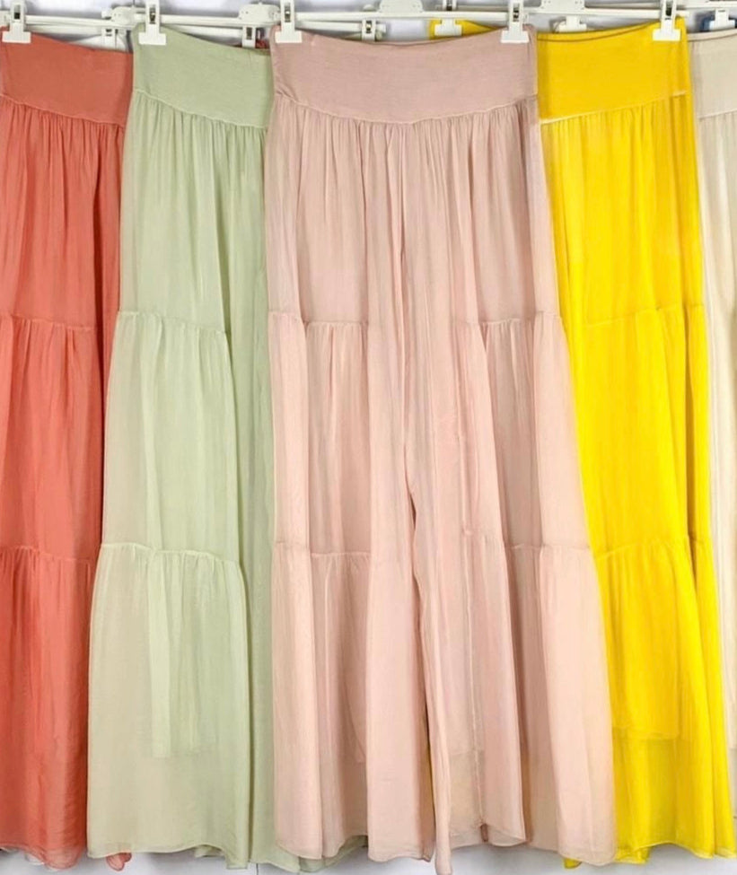 Flowy Tiered Wide-Leg Pants