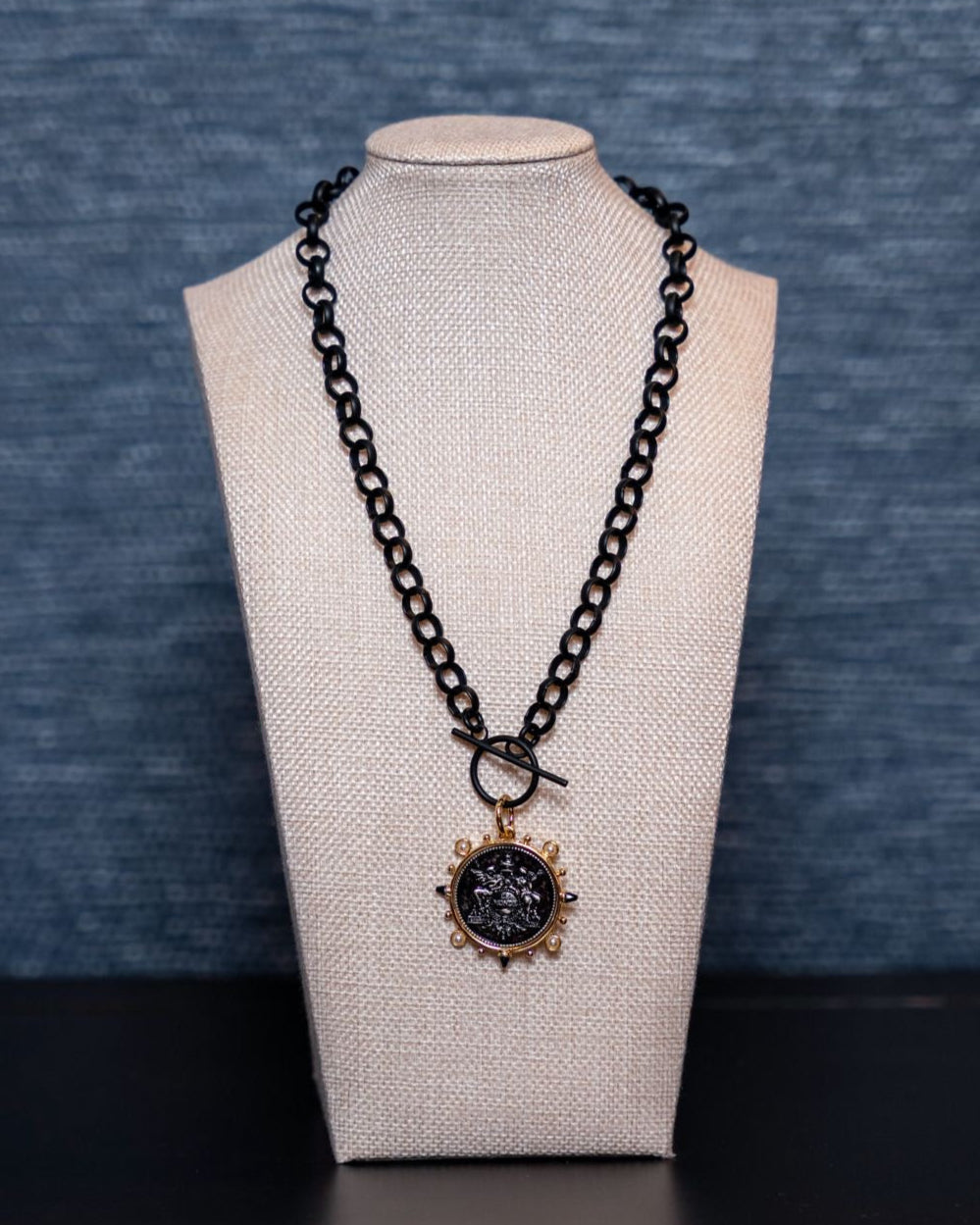 Black Chain Medallion Necklace