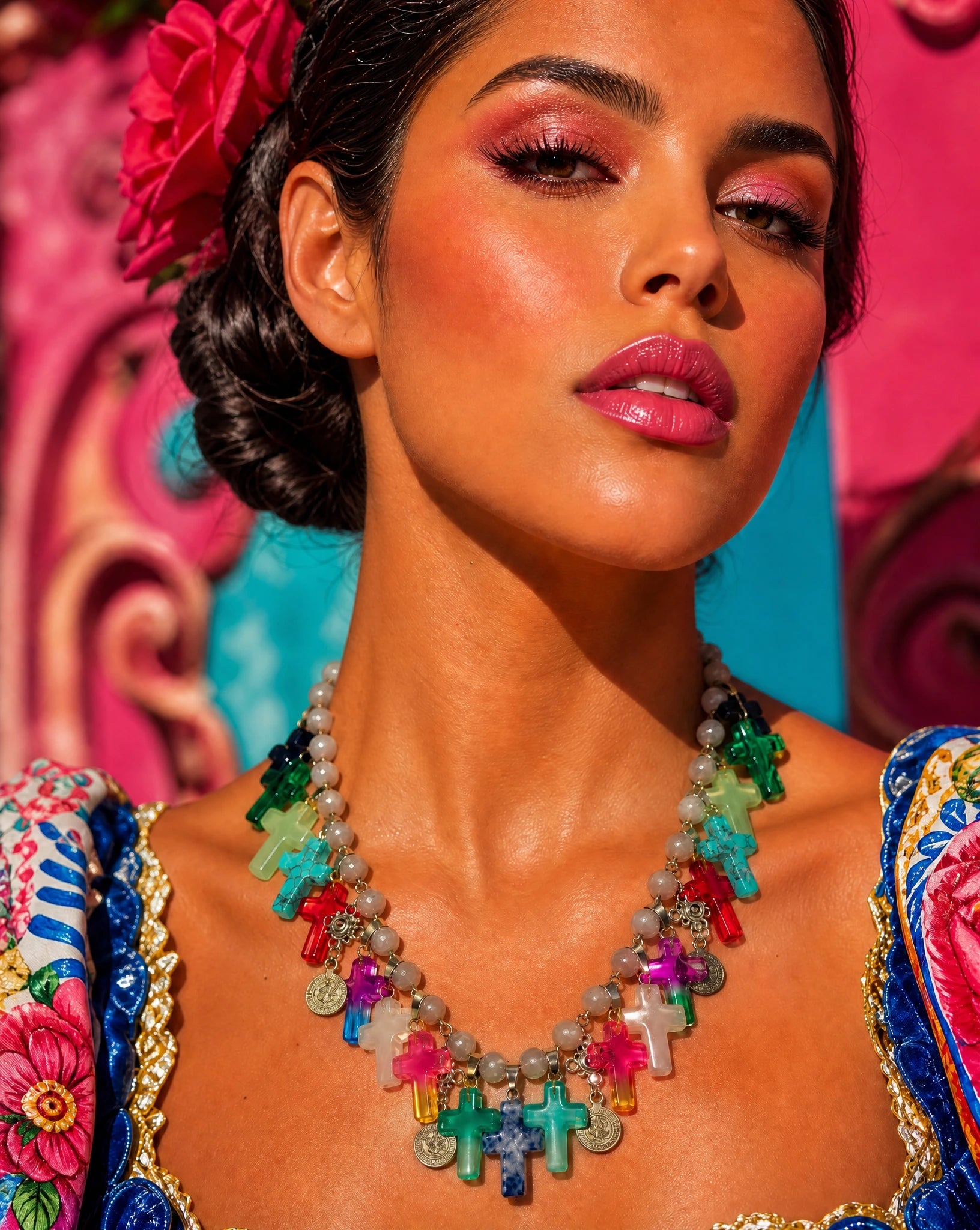 Reina Cross Charm Necklace