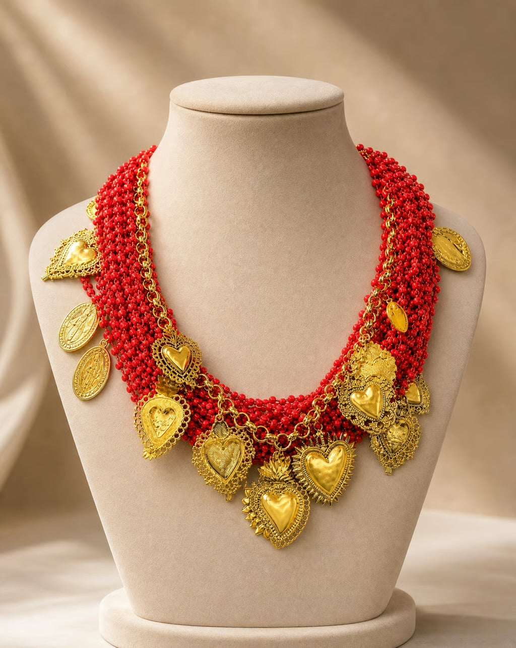 Corazón Rojo Sacred Heart Statement Necklace