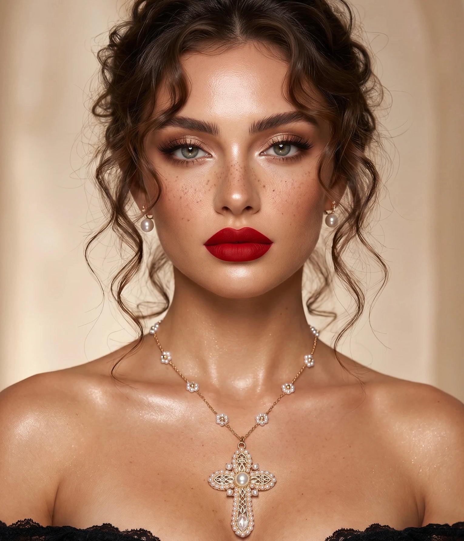 Pearl Devotion Cross Necklace