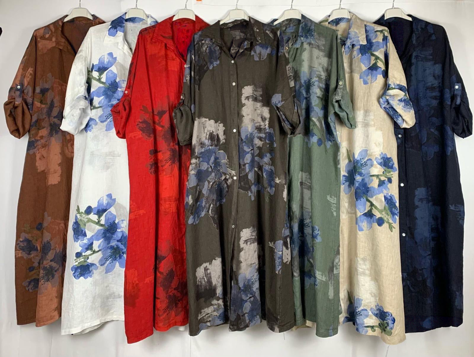 Floral Linen Button-Front Dress