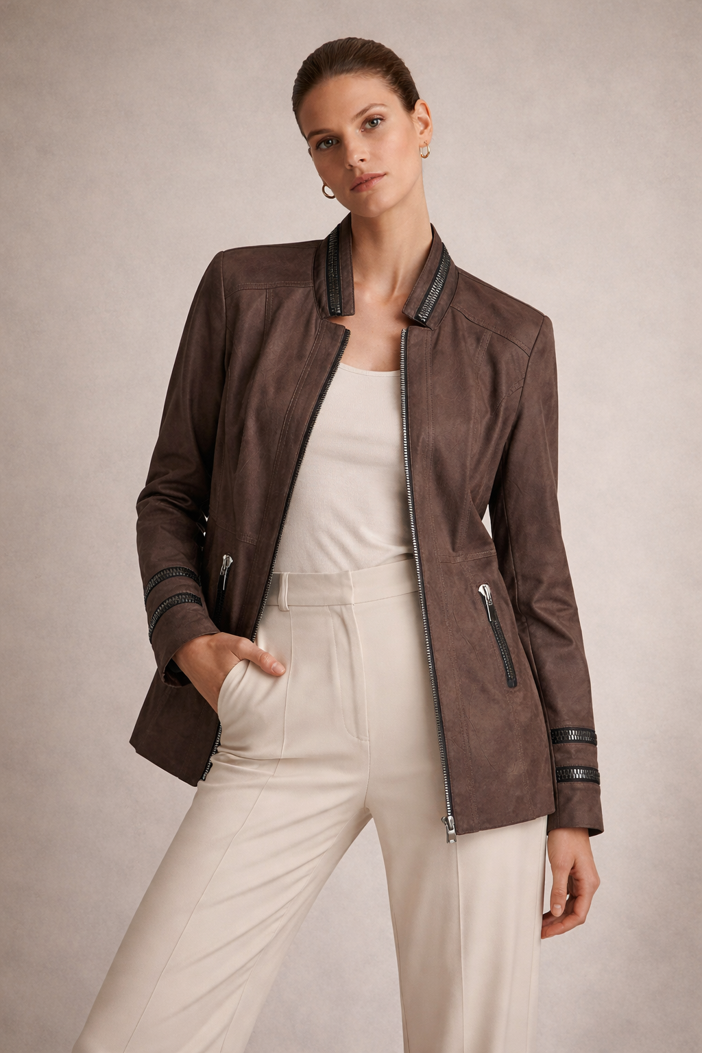 Espresso Zip-Front Jacket