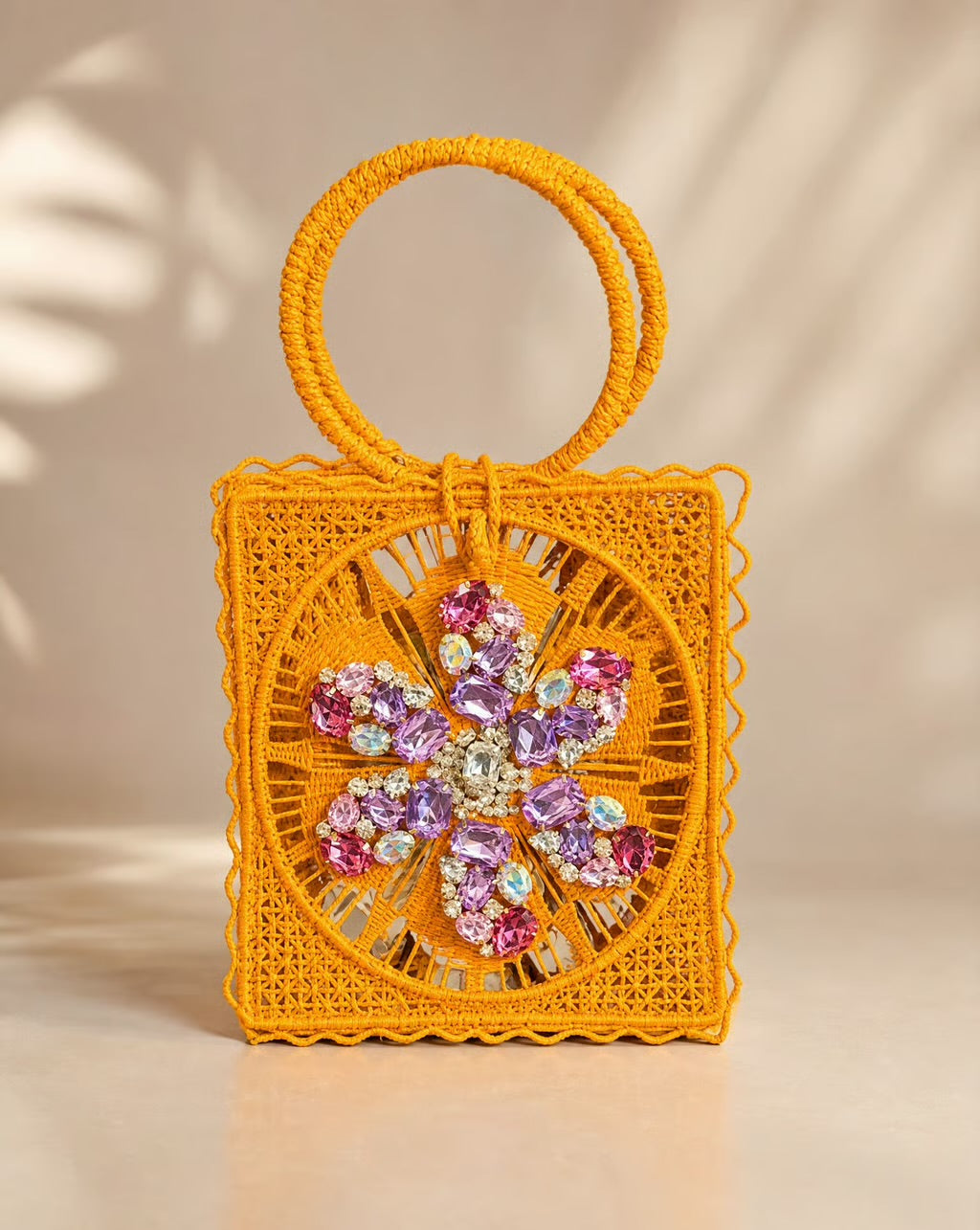 Marigold Soleil Crystal Woven Handbag