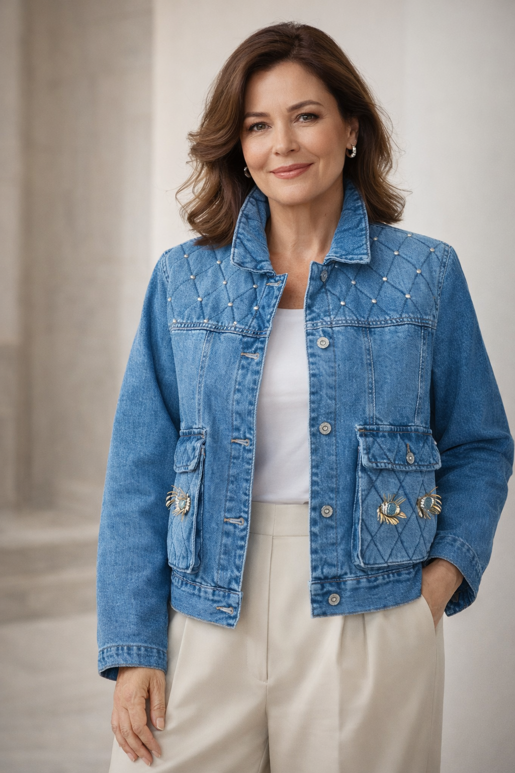 Hamsa Back Detail Denim Jacket