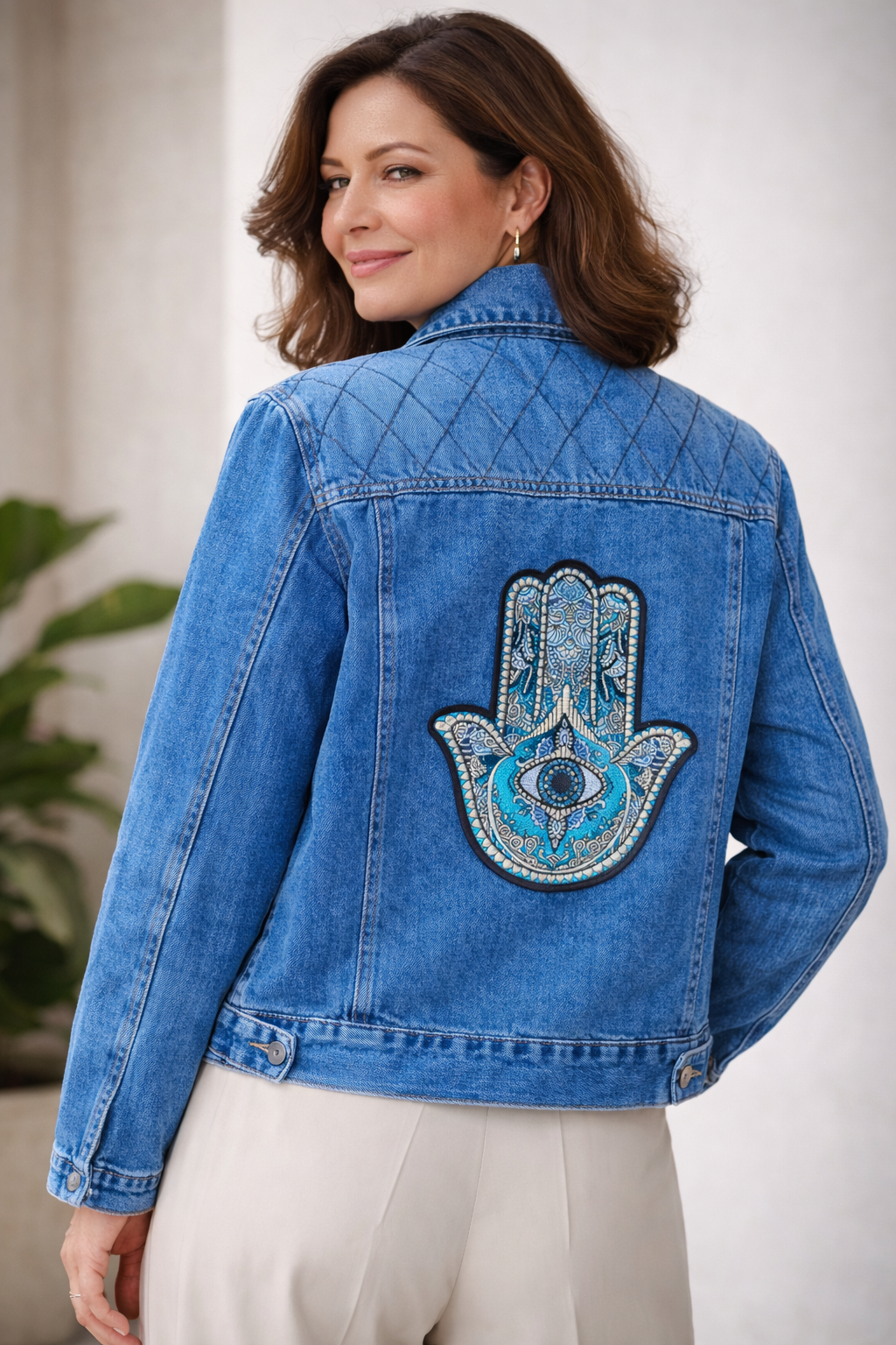 Hamsa Back Detail Denim Jacket