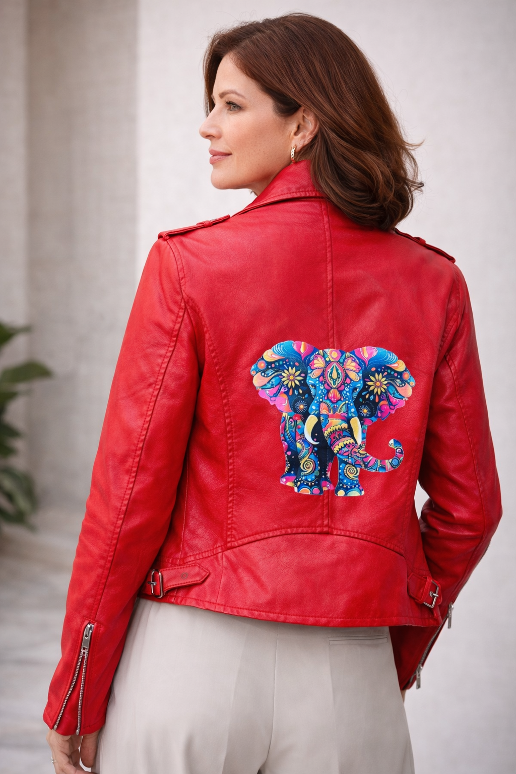 Electric Elephant Leather Moto Jacket