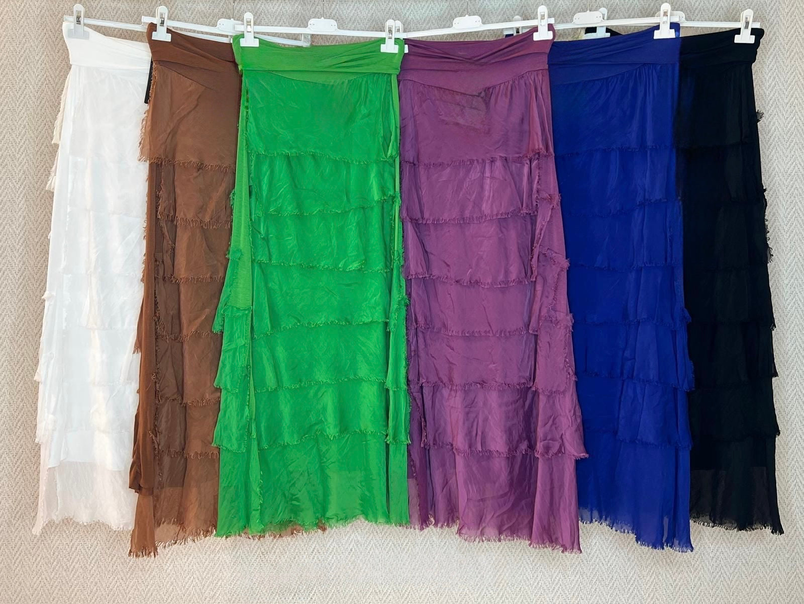 Tiered Fringe Maxi Skirt