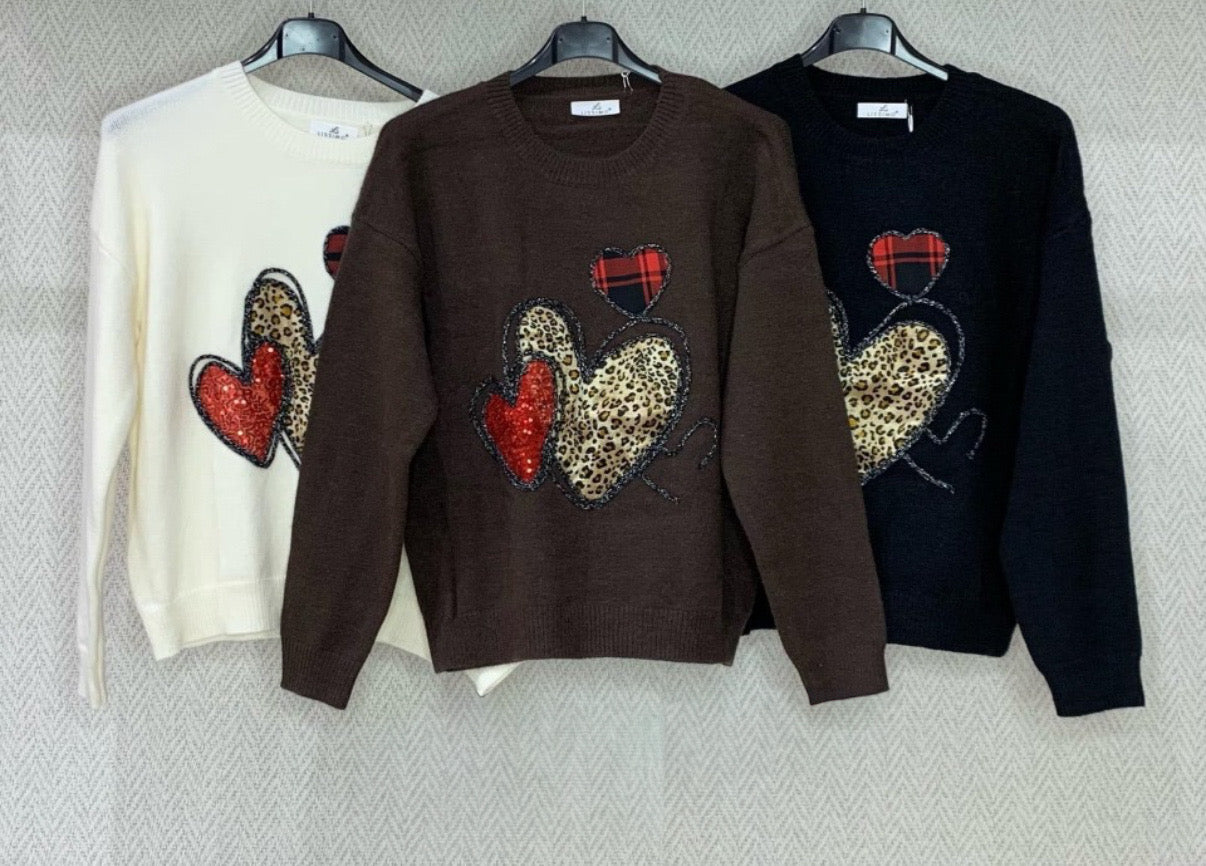 Heartfelt Embellished Knit Sweater