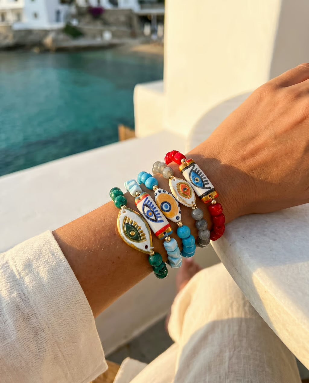 Mediterranean Evil Eye Beaded Bracelet