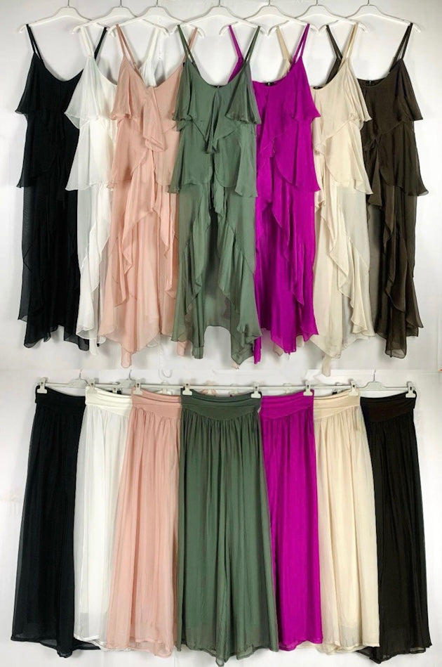 Silk Cascade Cami & Wide-Leg Pant Set