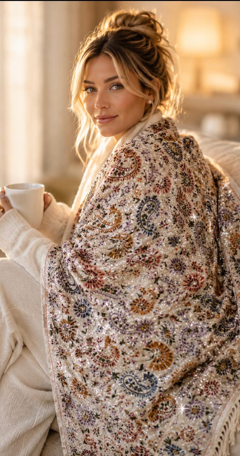 The King of Scarves Rhinestone Paisley Shawl
