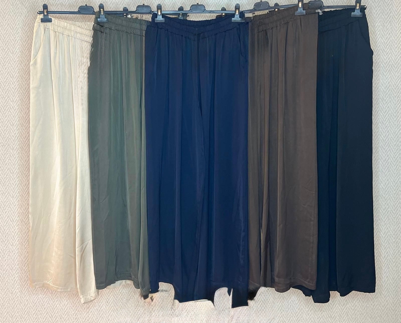 Wide-Leg Flowy Silk Pants