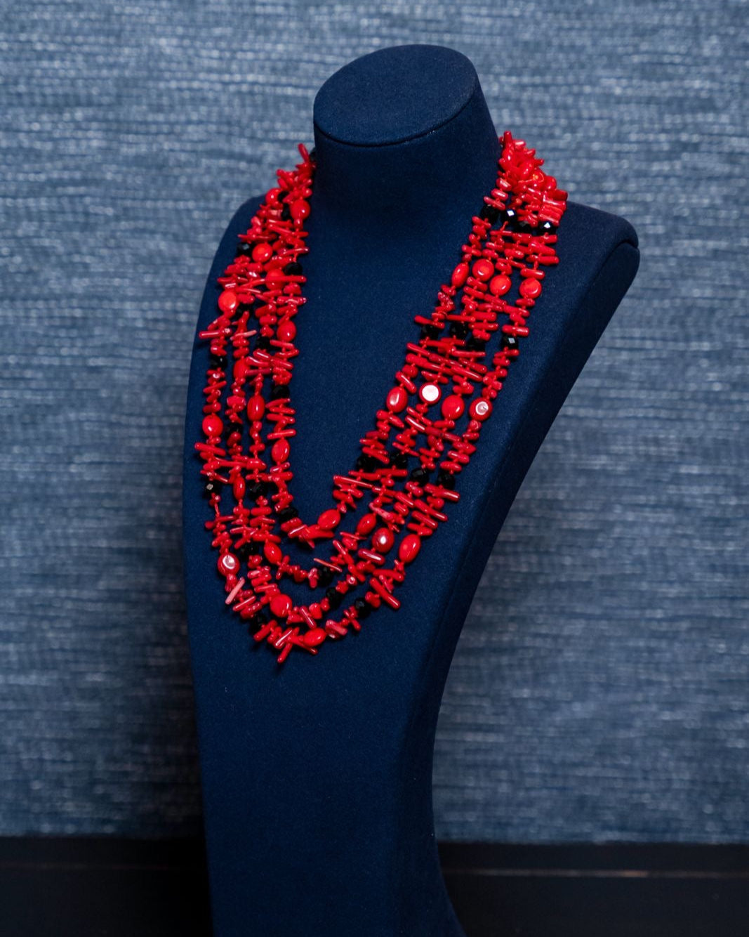 Red Coral Power Strand Necklace – Layered, Striking & Iconic