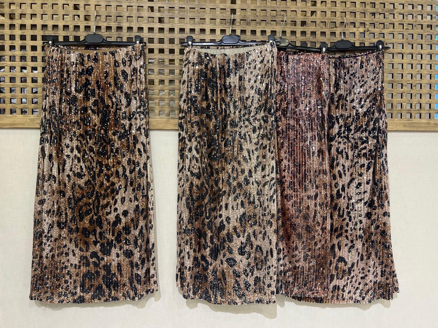 Leopard Sequin Midi Skirt