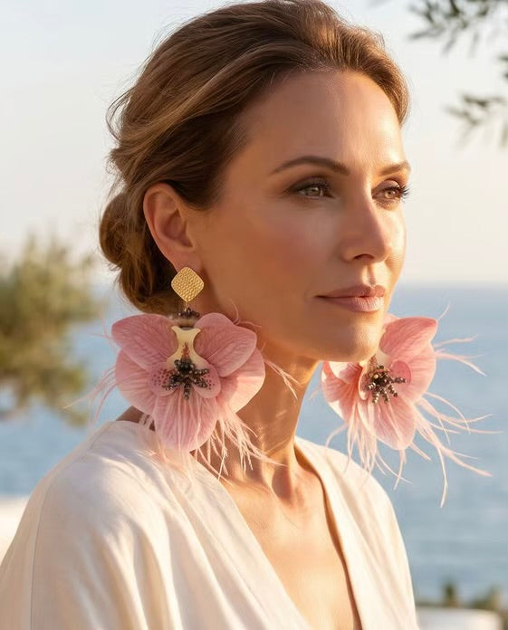 Rosé Orchid Statement Earrings