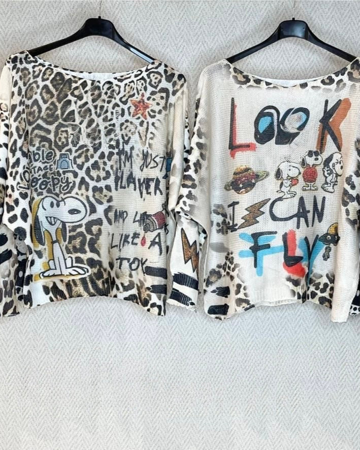 Snoopy Graphic Knit Tops