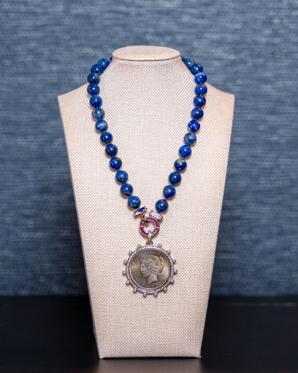 Lapis Coin Statement Necklace