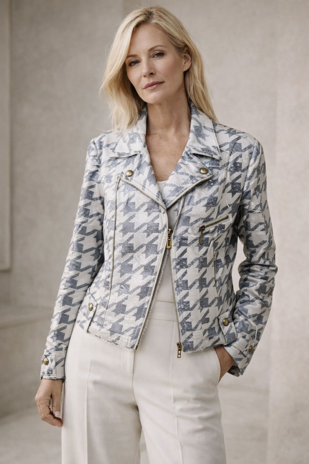 Houndstooth Moto Jacket