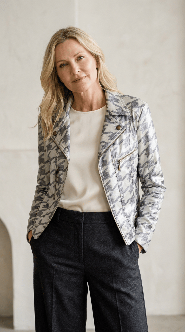 Houndstooth Moto Jacket