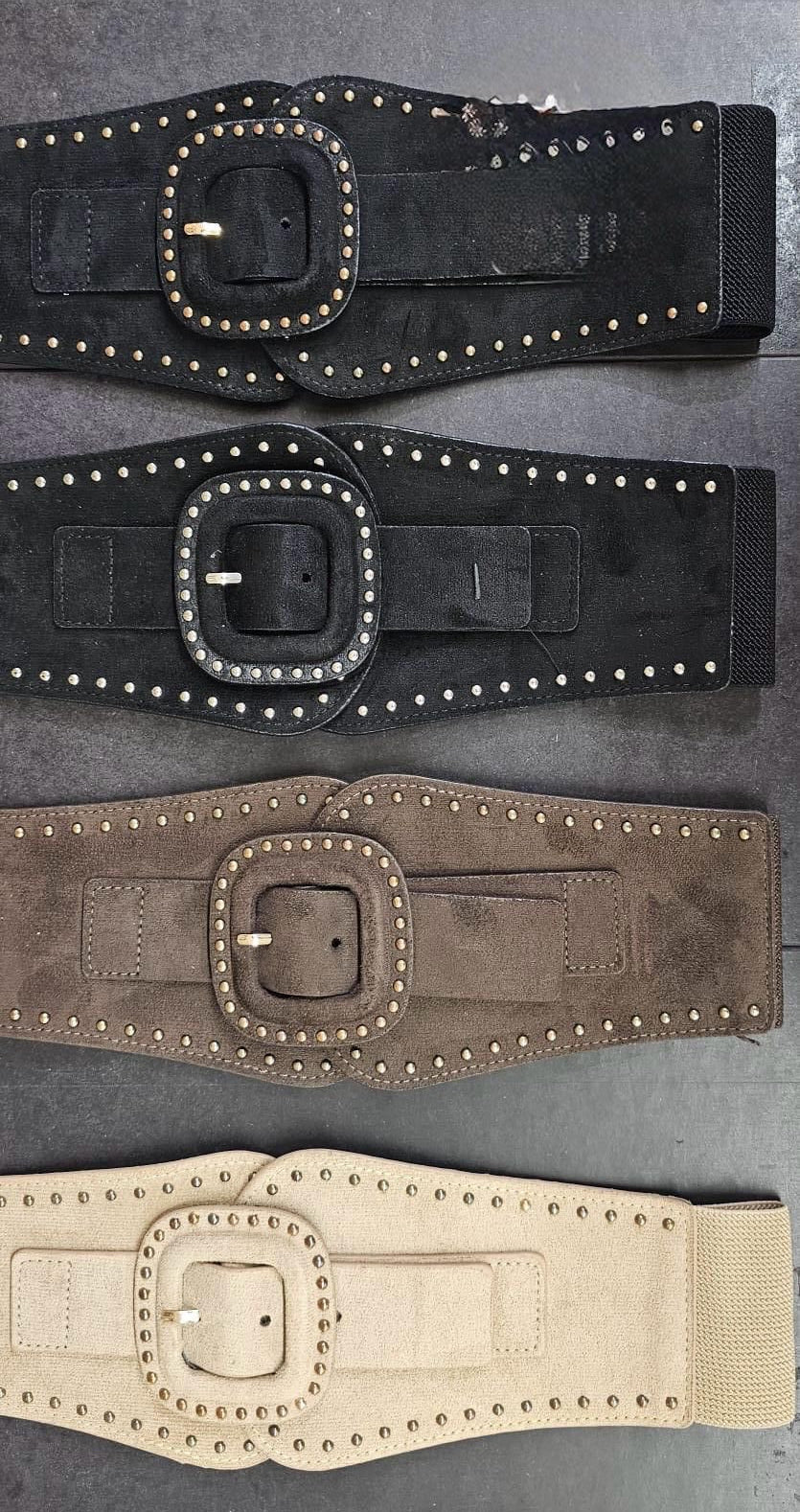 Wide Elastic Studded Waist Belt