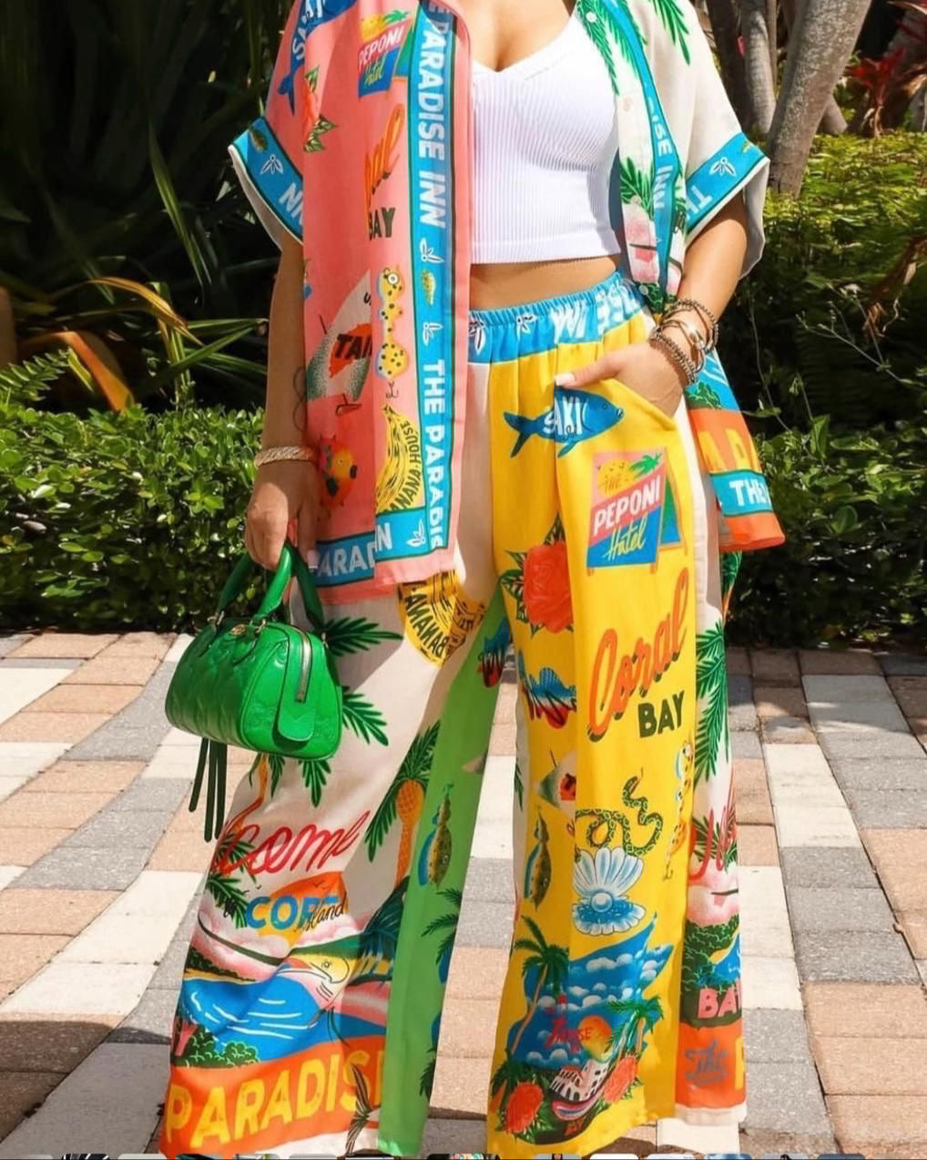 Tropical Paradise Print Pants