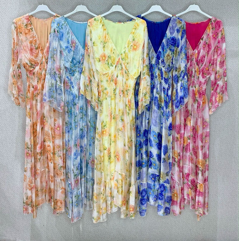 Mediterranean Bloom Maxi Dress