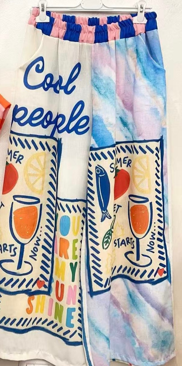 Cool Summer Pants – Multicolor Collage Print