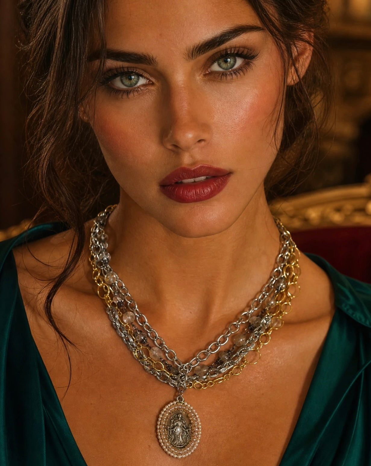 Madonna Pearl Medallion Necklace