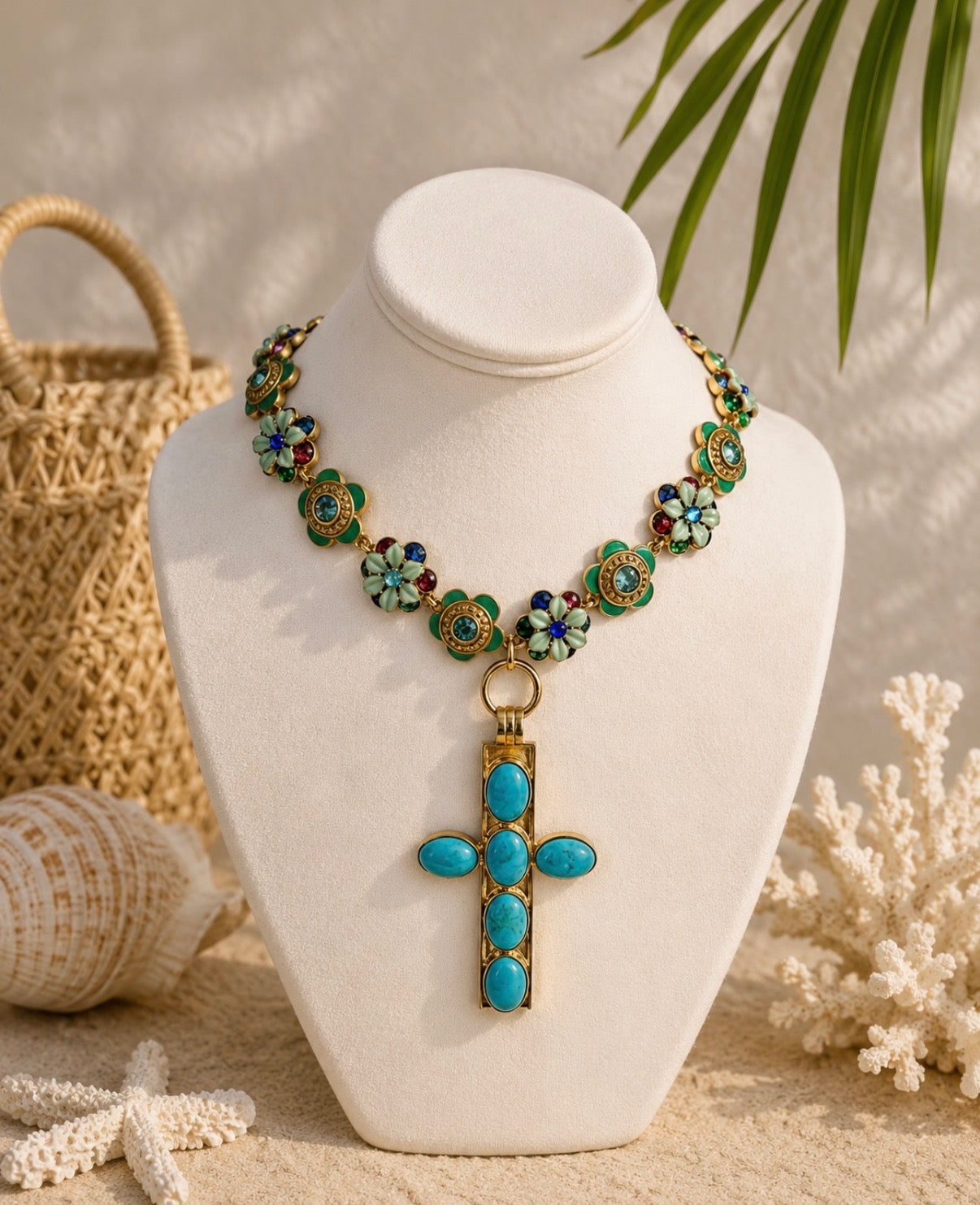 Santorini Garden Cross Necklace