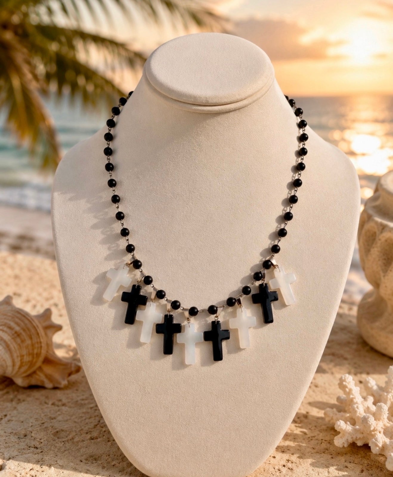 Midnight Cross Charm Necklace