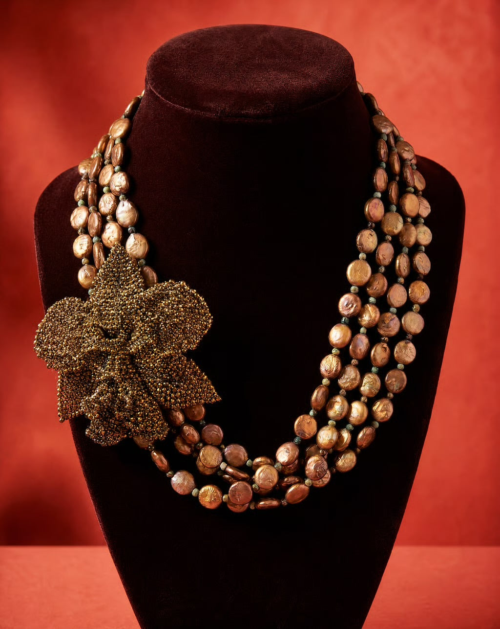 Bronze Orchid Statement Necklace
