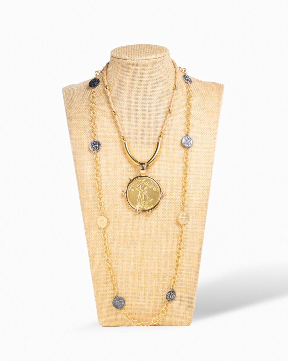 Gold & Mixed Coin Long Necklace