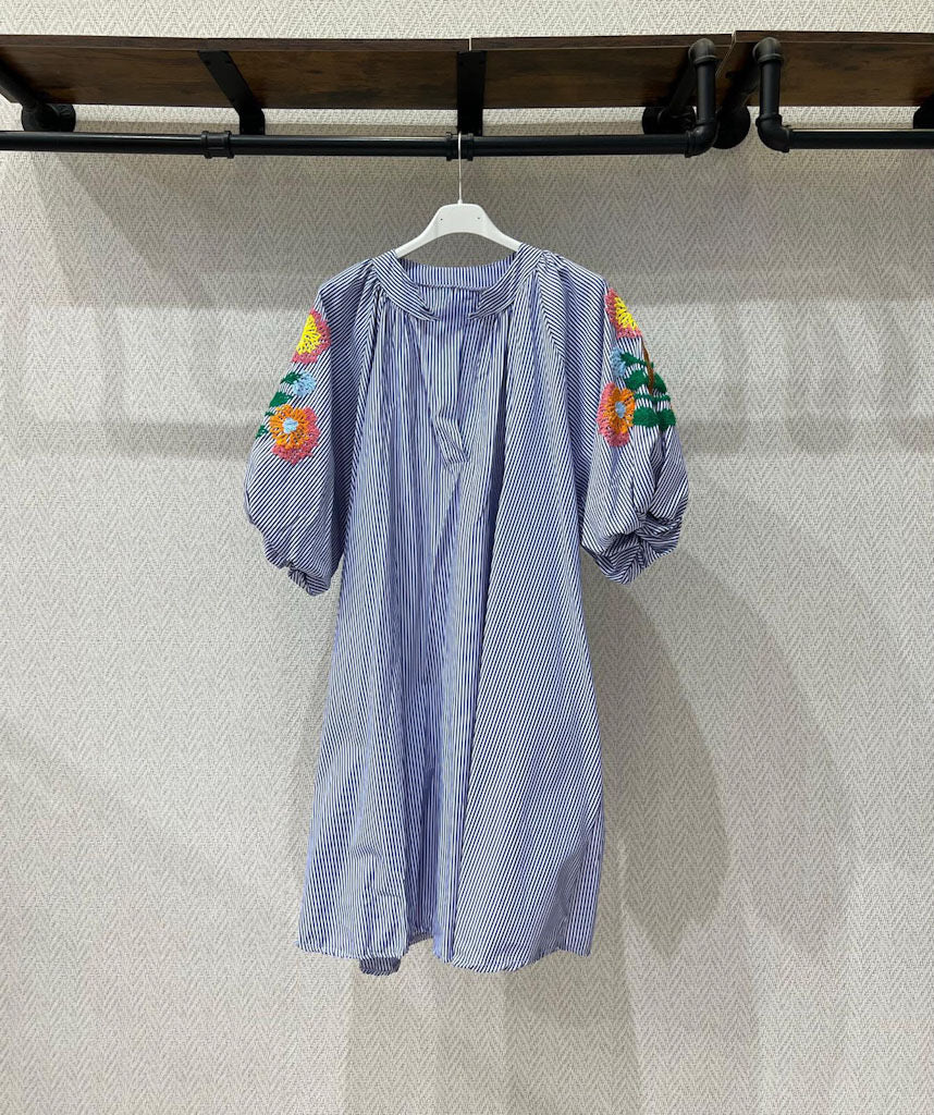The Capri Embroidered Stripe Dress
