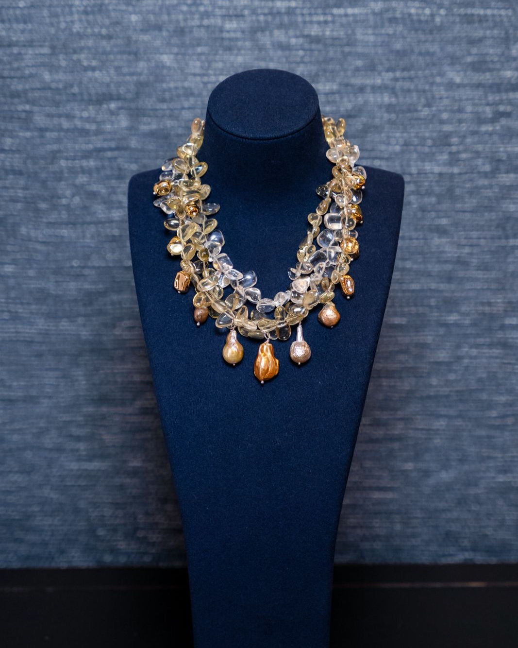 Citrine & Quartz Baroque Pearl Necklace – Radiant & Rich
