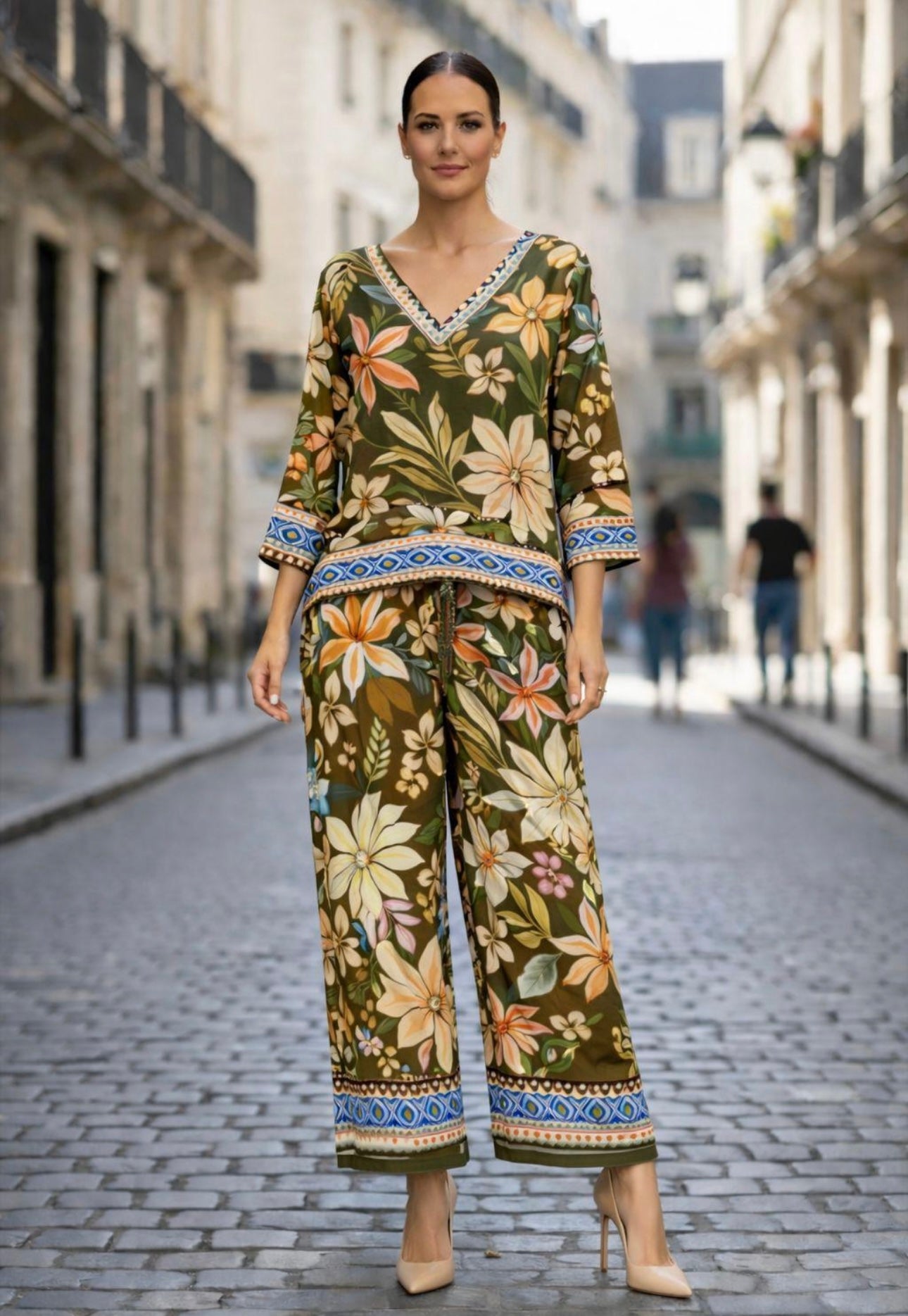 Floral Print Top and Pant Set