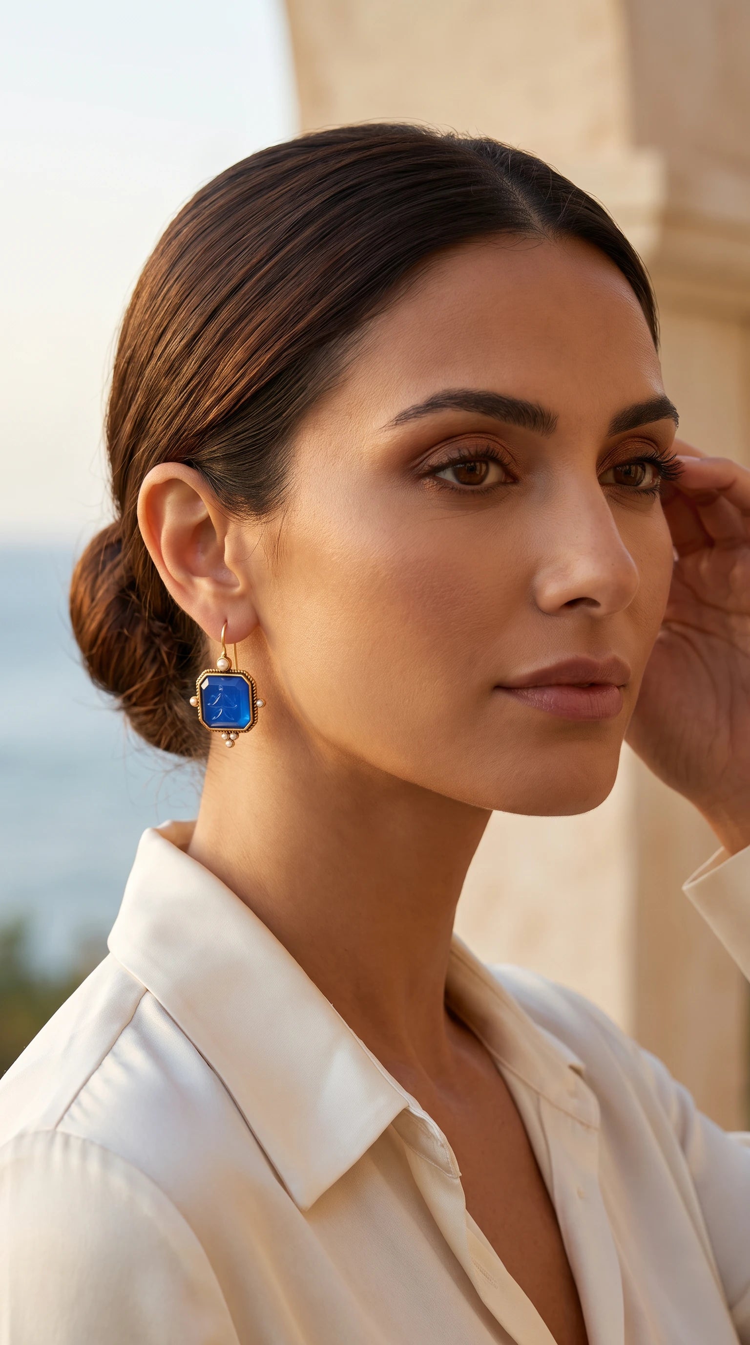 Capri Blue Carved Statement Earrings