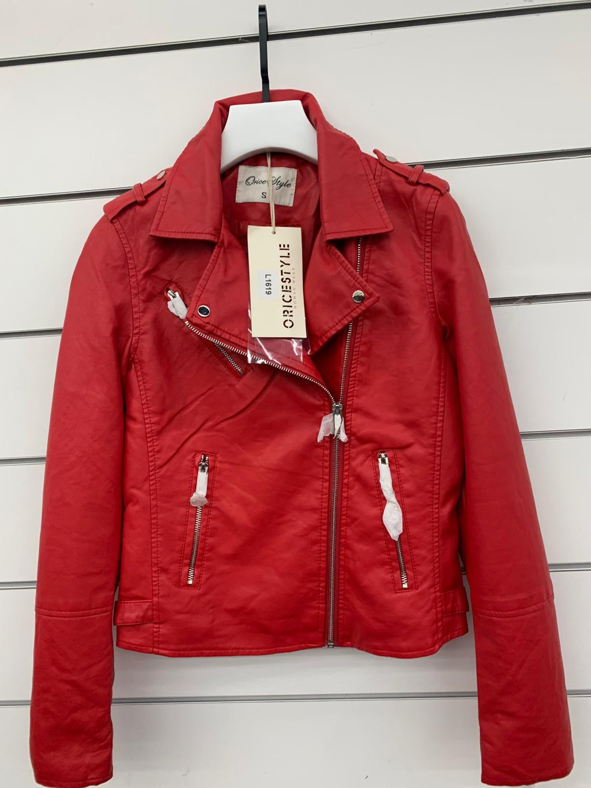 Red Leather Moto Jacket