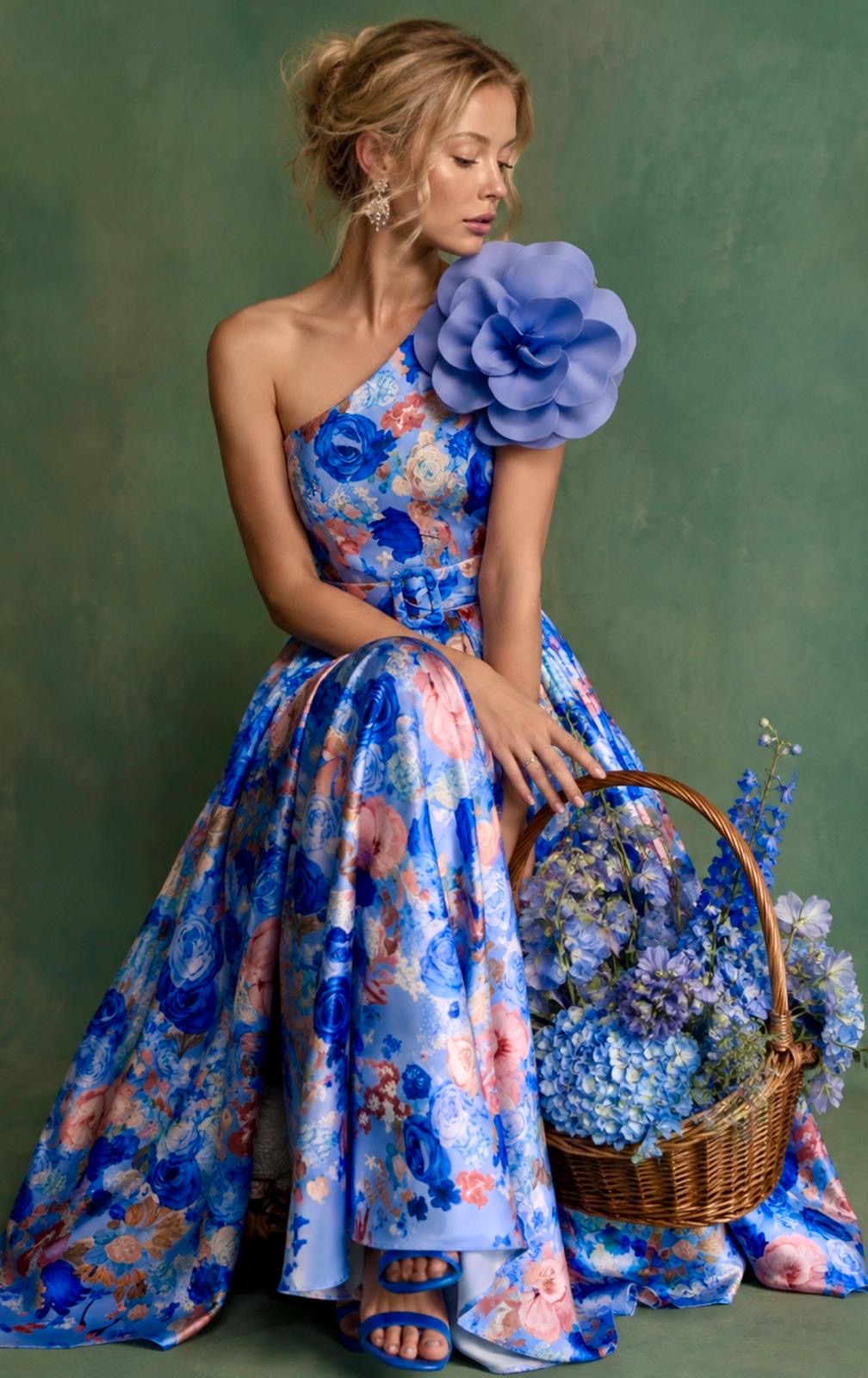 Fiore Silk One-Shoulder Gown
