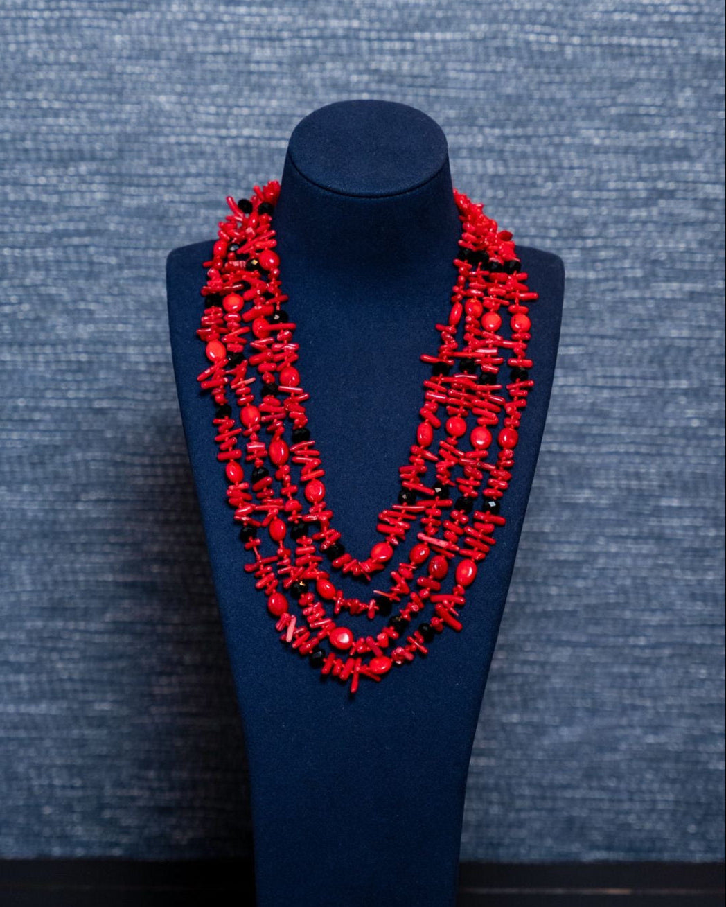 Red Coral Power Strand Necklace – Layered, Striking & Iconic