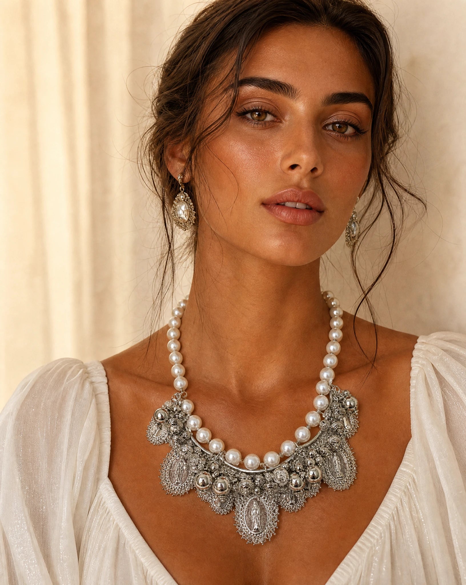 Madonna Pearl Charm Necklace