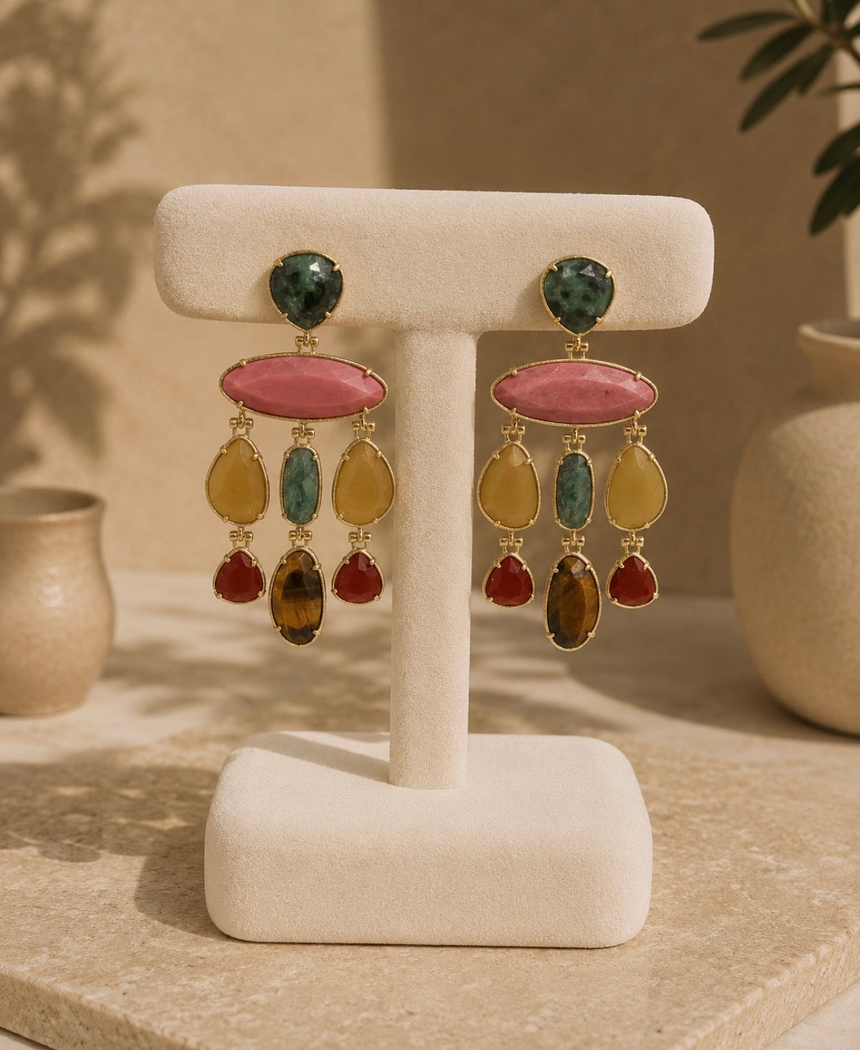 Santorini Sunset Mosaic Statement Earrings