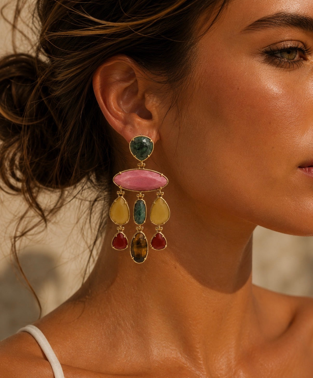 Santorini Sunset Mosaic Statement Earrings